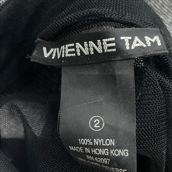 Vivienne Tam RARE Vintage Collared Halter Black Sheer Hand Sequined Womens Top 2 - Picture 12 of 12